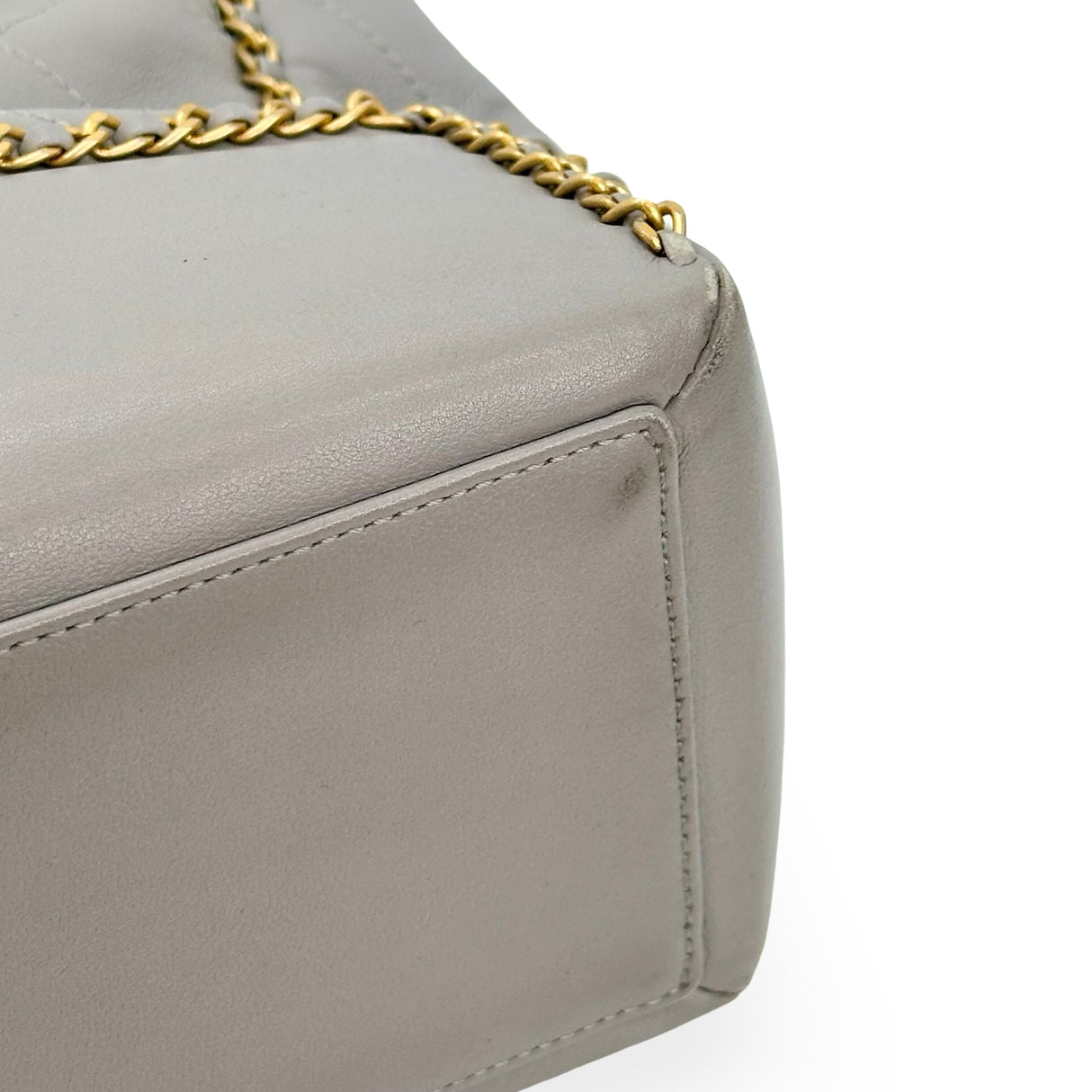 CHANEL: Quilted Leather Small Chain Around Shopping Tote