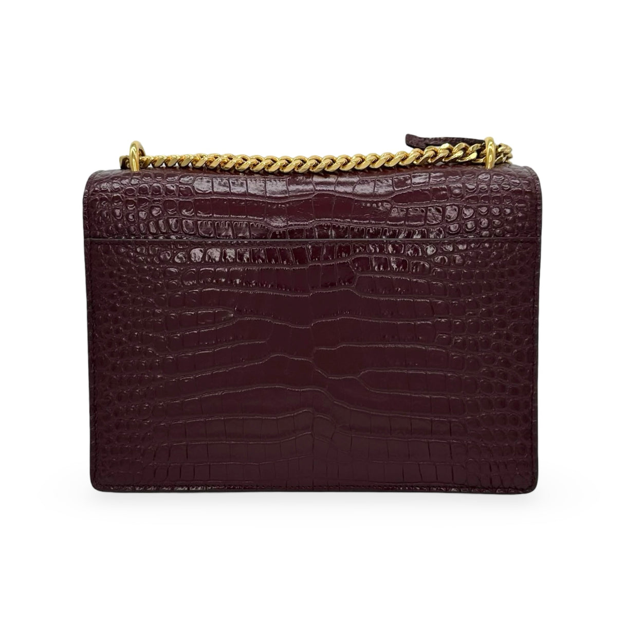 SAINT LAURENT: Croc Embossed Medium Sunset