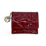 CHRISTIAN DIOR: Patent Cannage Lady Dior Lotus Wallet