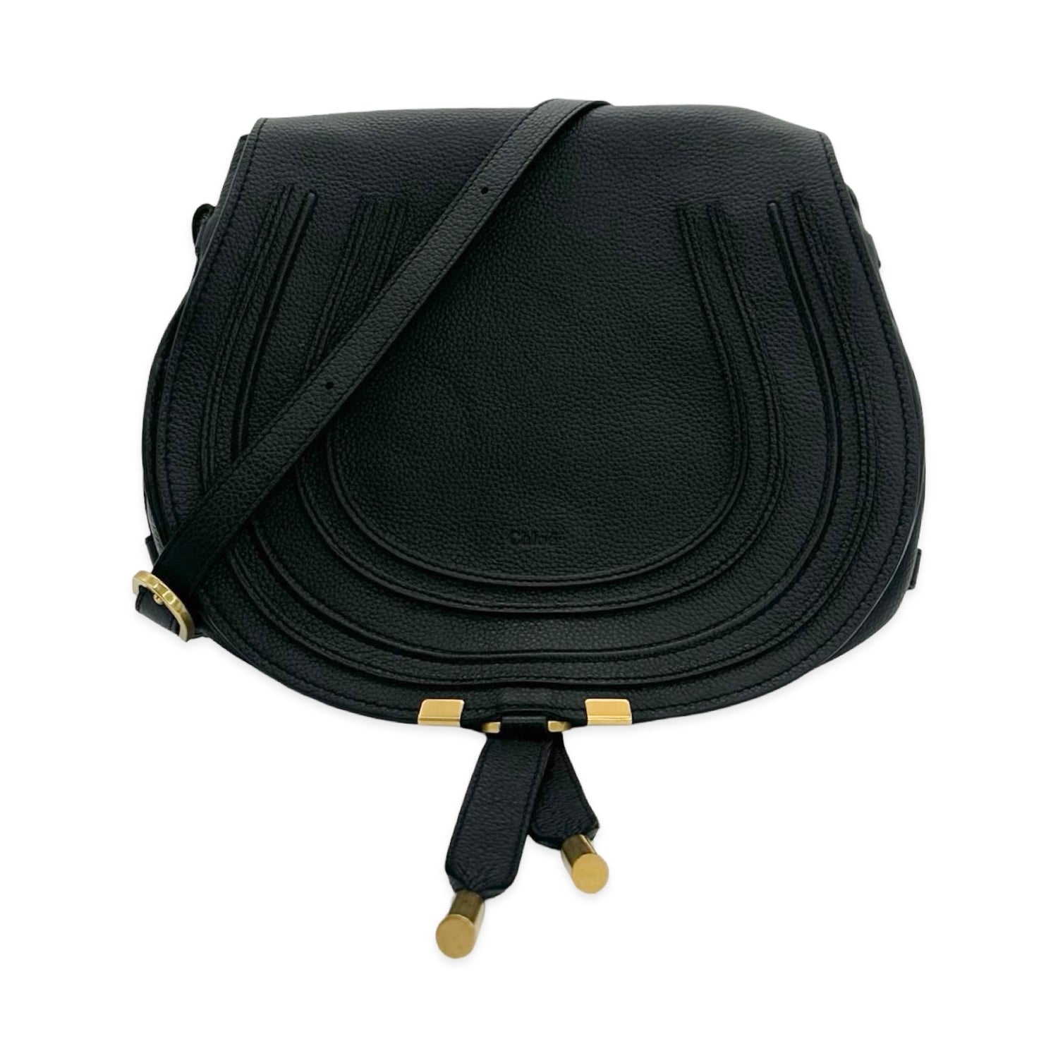 Grained Leather Medium Marcie Saddle Bag