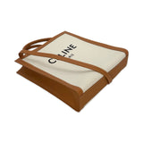 Woven Canvas Vertical Cabas Tote