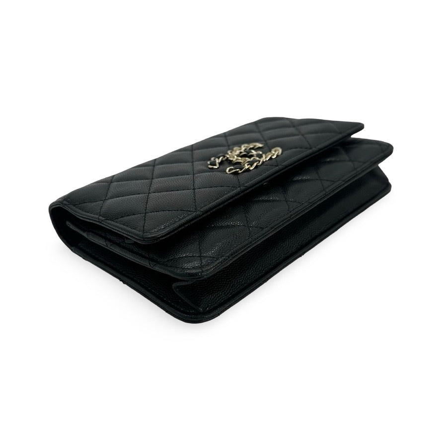 CHANEL: Quilted Caviar French New Wave Wallet on a Chain