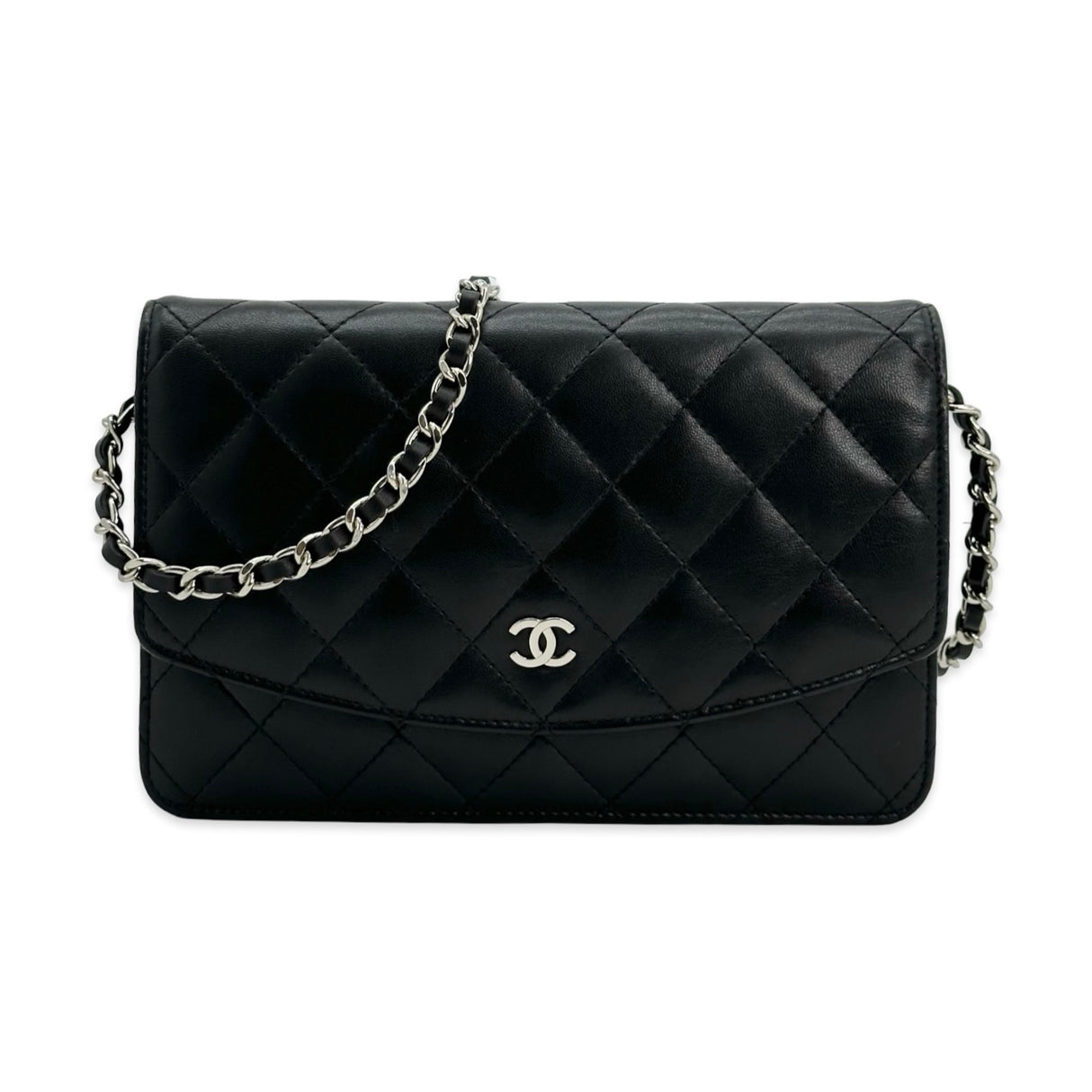 Quilted Lambskin Classic Wallet on a Chain Clutch