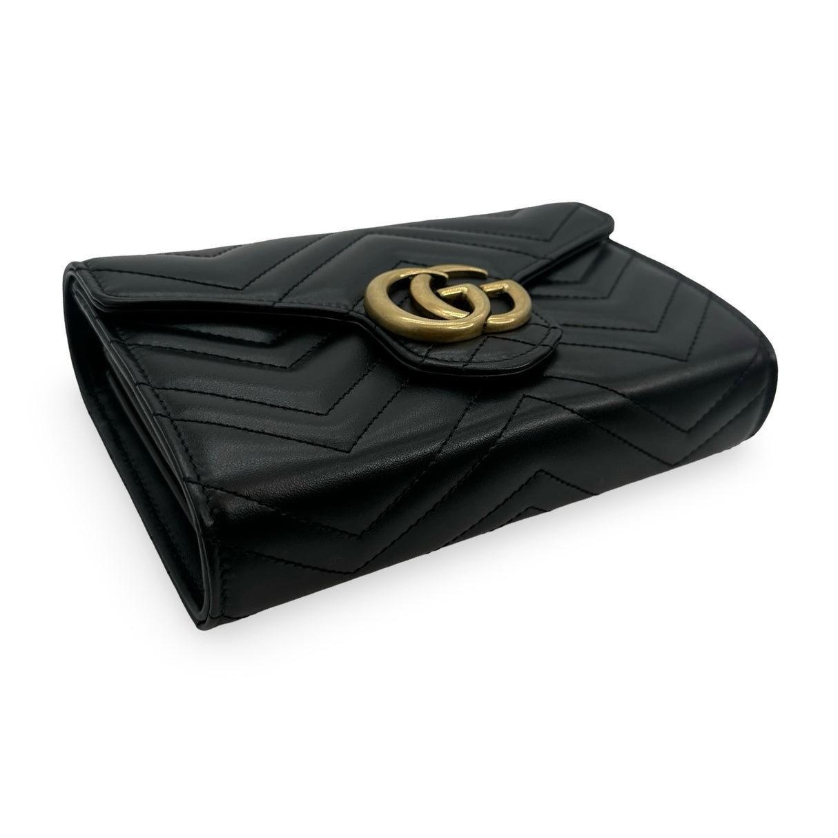 GUCCI: Quilted Leather GG Marmont Chain Wallet