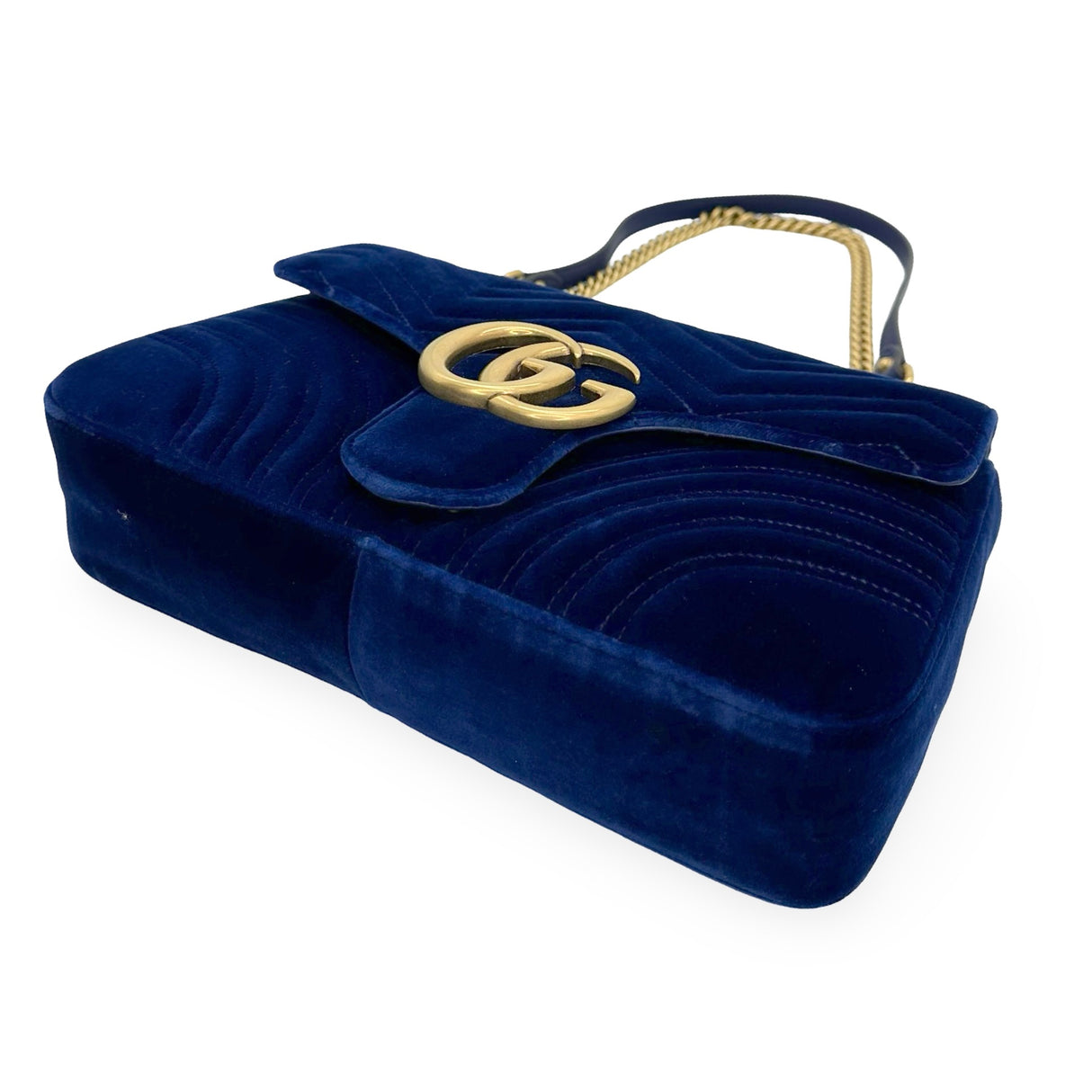 GUCCI: Quilted Velvet GG Marmont Large Chain Flap Bag