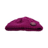 Wool Cable Knit Button Beanie Hat