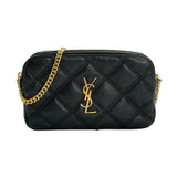 SAINT LAURENT: Quilted Lambskin Mini Becky Double Zip Crossbody