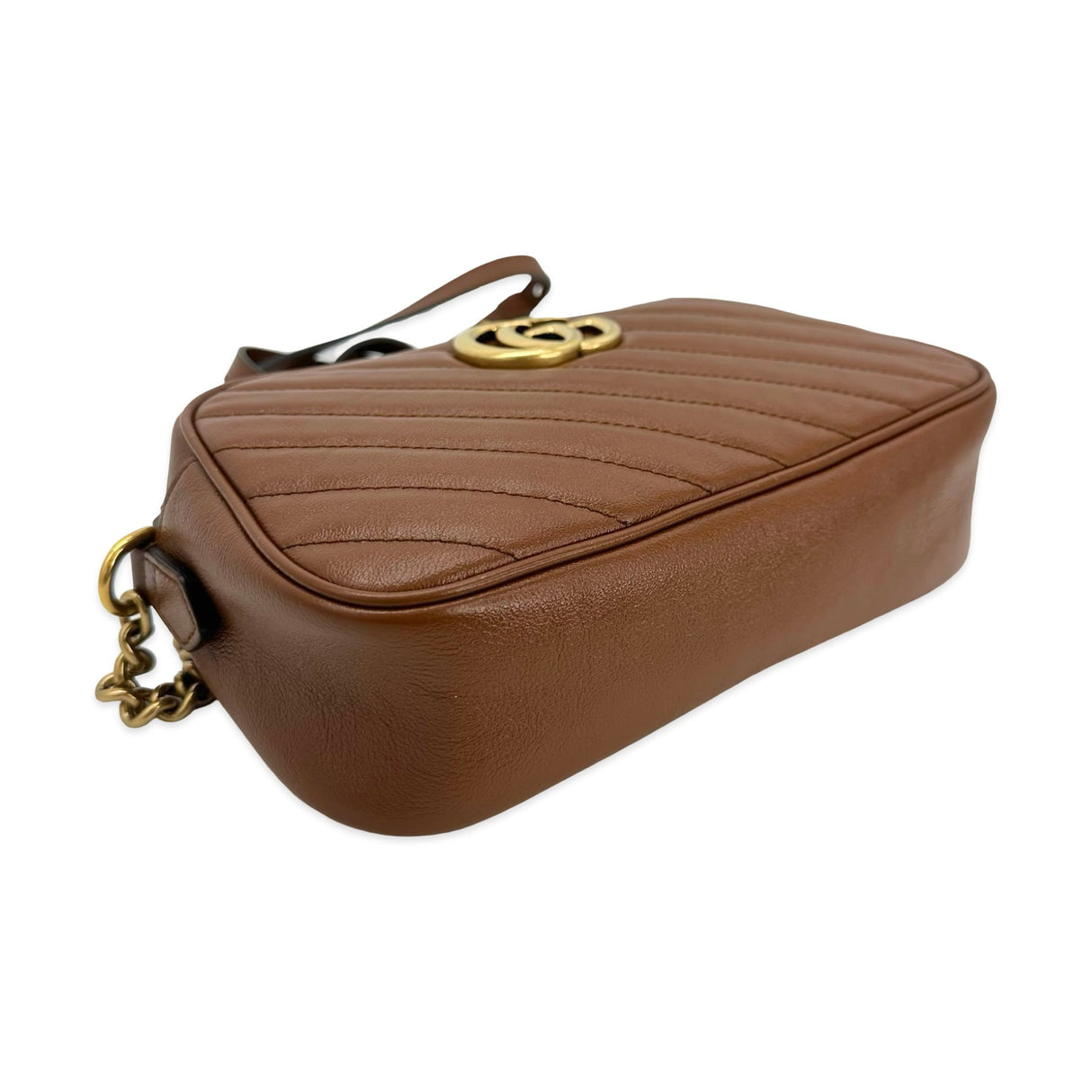 GUCCI: Diagonal Quilted Leather GG Marmont Small Camera Bag