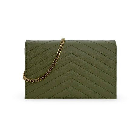 SAINT LAURENT: Grain de Poudre Small Envelope Chain Wallet