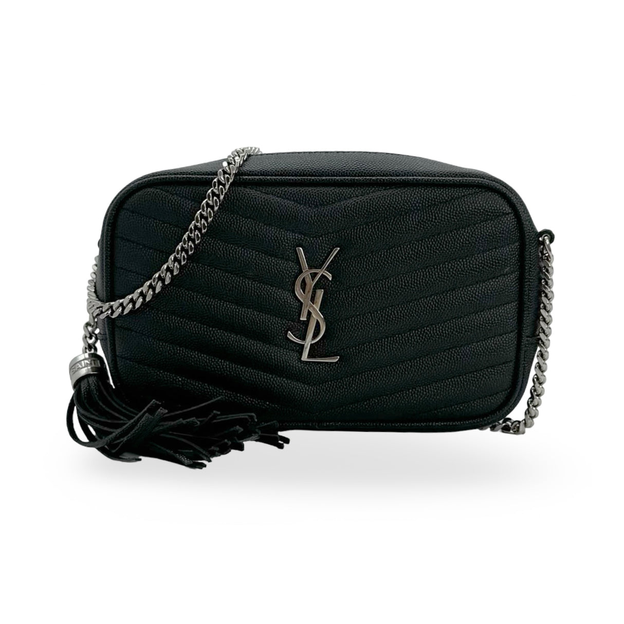 SAINT LAURENT: Quilted Grain de Poudre Mini Lou Camera Bag