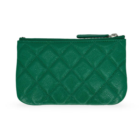 CHANEL: Quilted Caviar Small O Case Zip Pouch