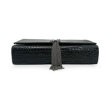 SAINT LAURENT: Croc Embossed Medium Kate Tassel Bag