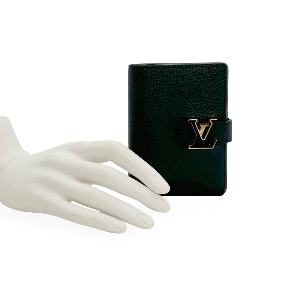 LOUIS VUITTON: Taurillon Capucines Vertical Compact Wallet