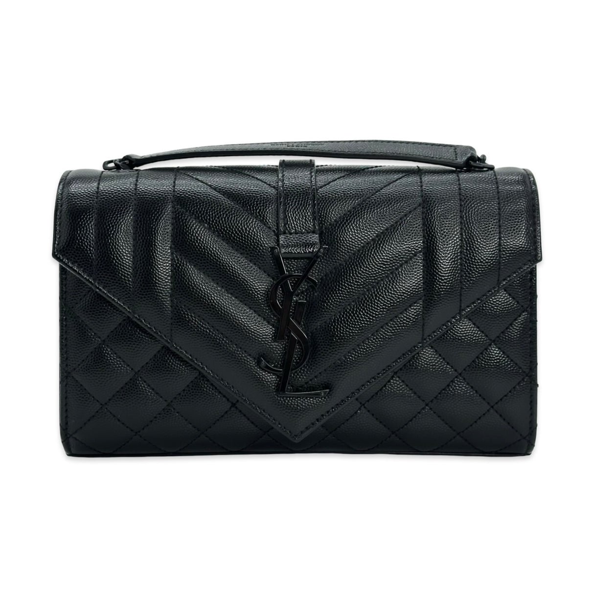 SAINT LAURENT: Grain de Poudre Triquilt Envelope Chain Wallet