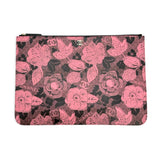 CHANEL: Printed Lambskin Floral Large Zip Pouch