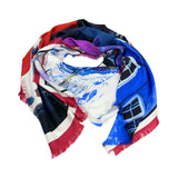 CHANEL: Silk Twill Paris-Cuba Cruise Large Scarf Shawl