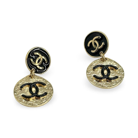 CHANEL: CC Medallion Disc Drop Earrings