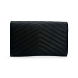 SAINT LAURENT: Quilted Grain de Poudre Classic Cassandre Chain Wallet