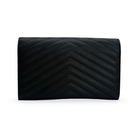 SAINT LAURENT: Quilted Grain de Poudre Classic Cassandre Chain Wallet