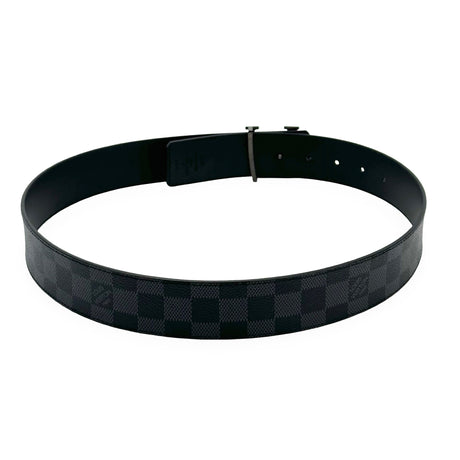 LOUIS VUITTON: Damier Graphite Initiales Reversible Belt