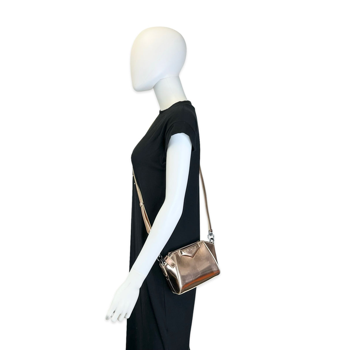 GIVENCHY: Metallic Calfskin Nano Antigona Crossbody Bag