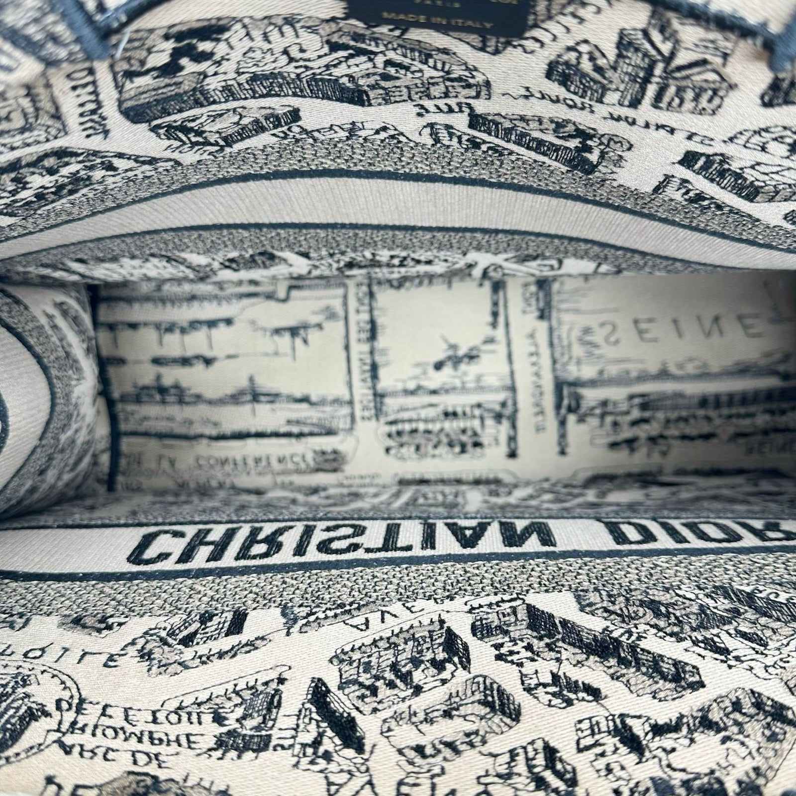 CHRISTIAN DIOR: Embroidered Plan de Paris Large Book Tote