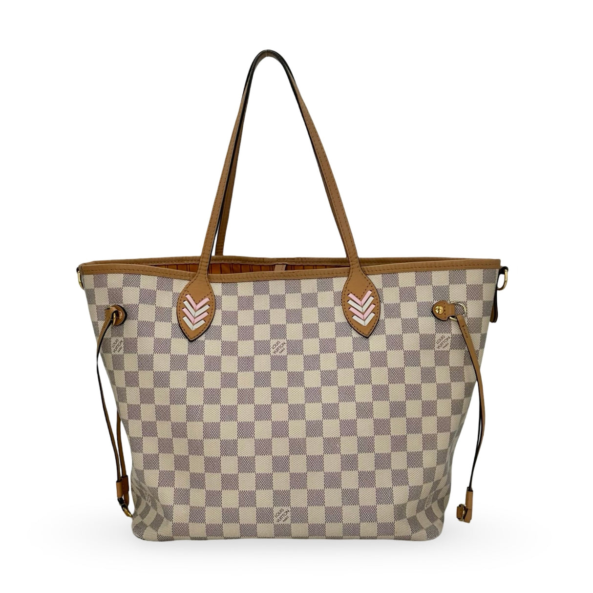 LOUIS VUITTON: Damier Azur Braided Strap Neverfull MM