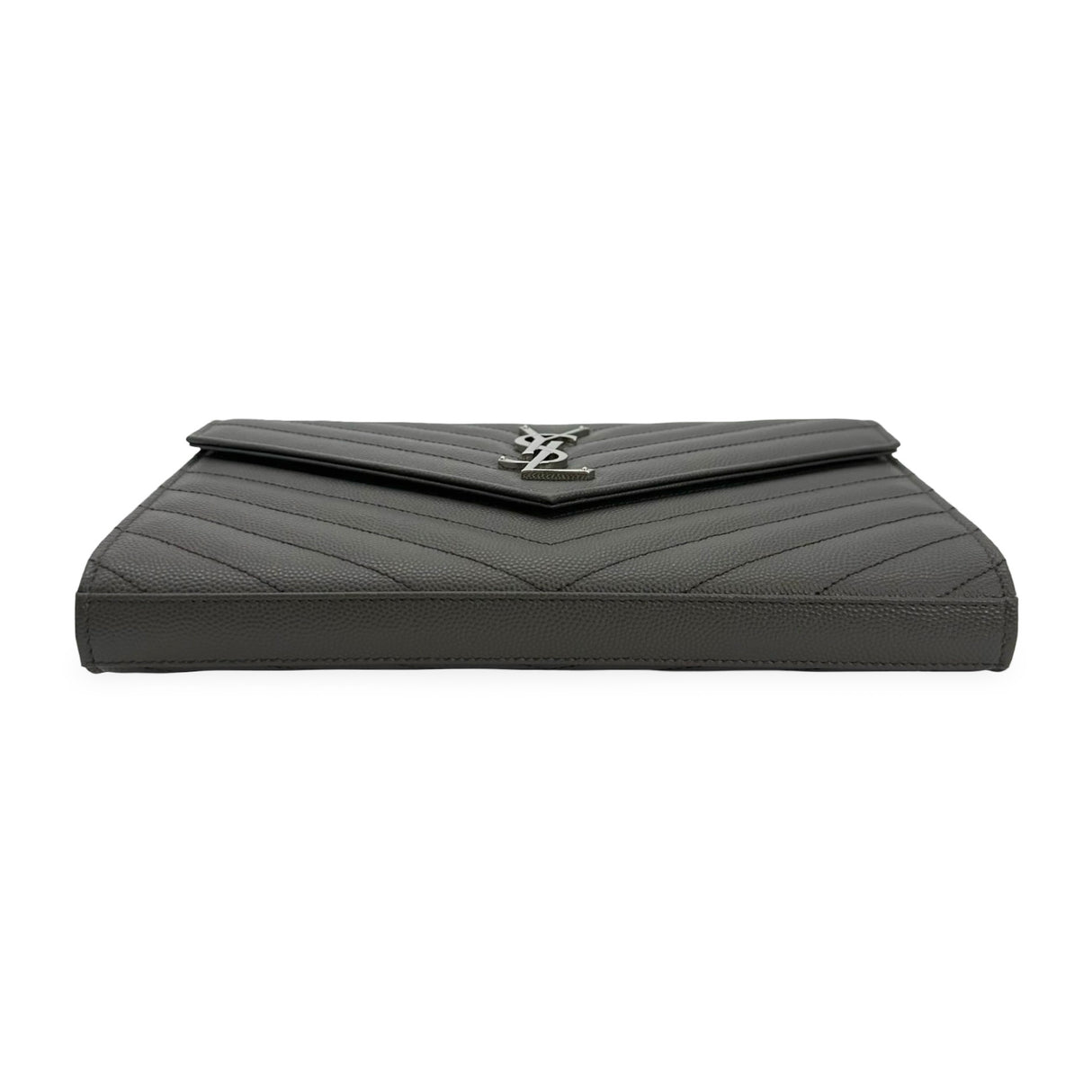 SAINT LAURENT: Quilted Grain de Poudre Classic Monogram Chain Wallet