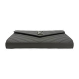 SAINT LAURENT: Quilted Grain de Poudre Classic Monogram Chain Wallet
