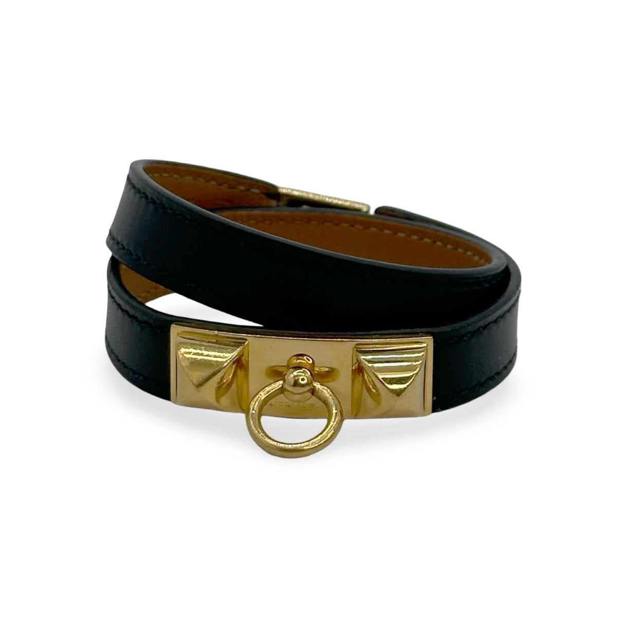 HERMES: Leather Rivale Double Tour Bracelet