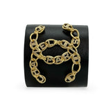 CHANEL: Crystal CC Paris Leather Wide Cuff