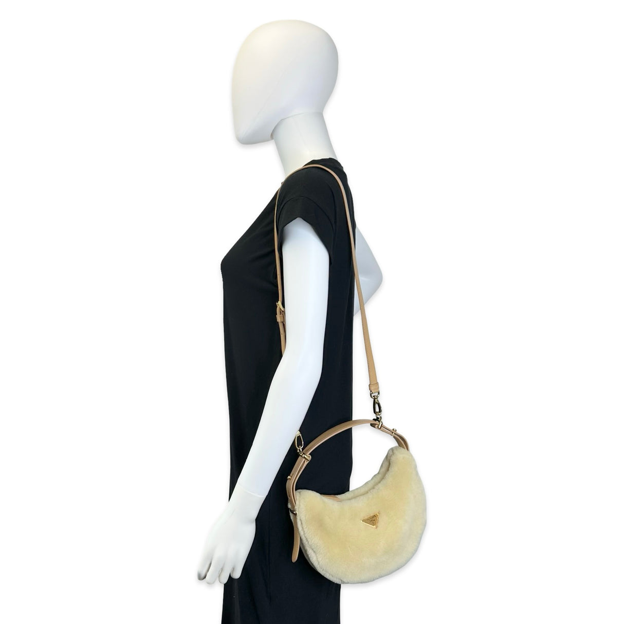 PRADA: Shearling Arque Shoulder Bag