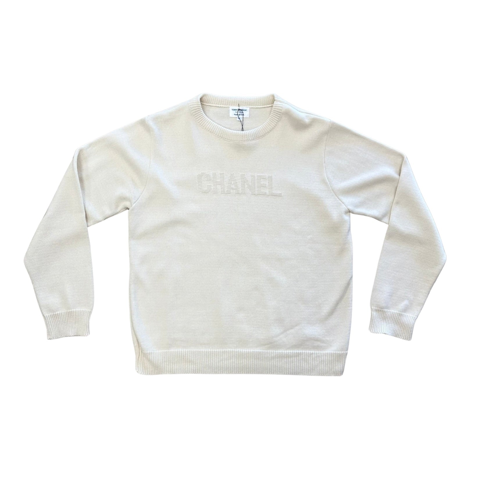 Sweater Knit Chanel Name Beige