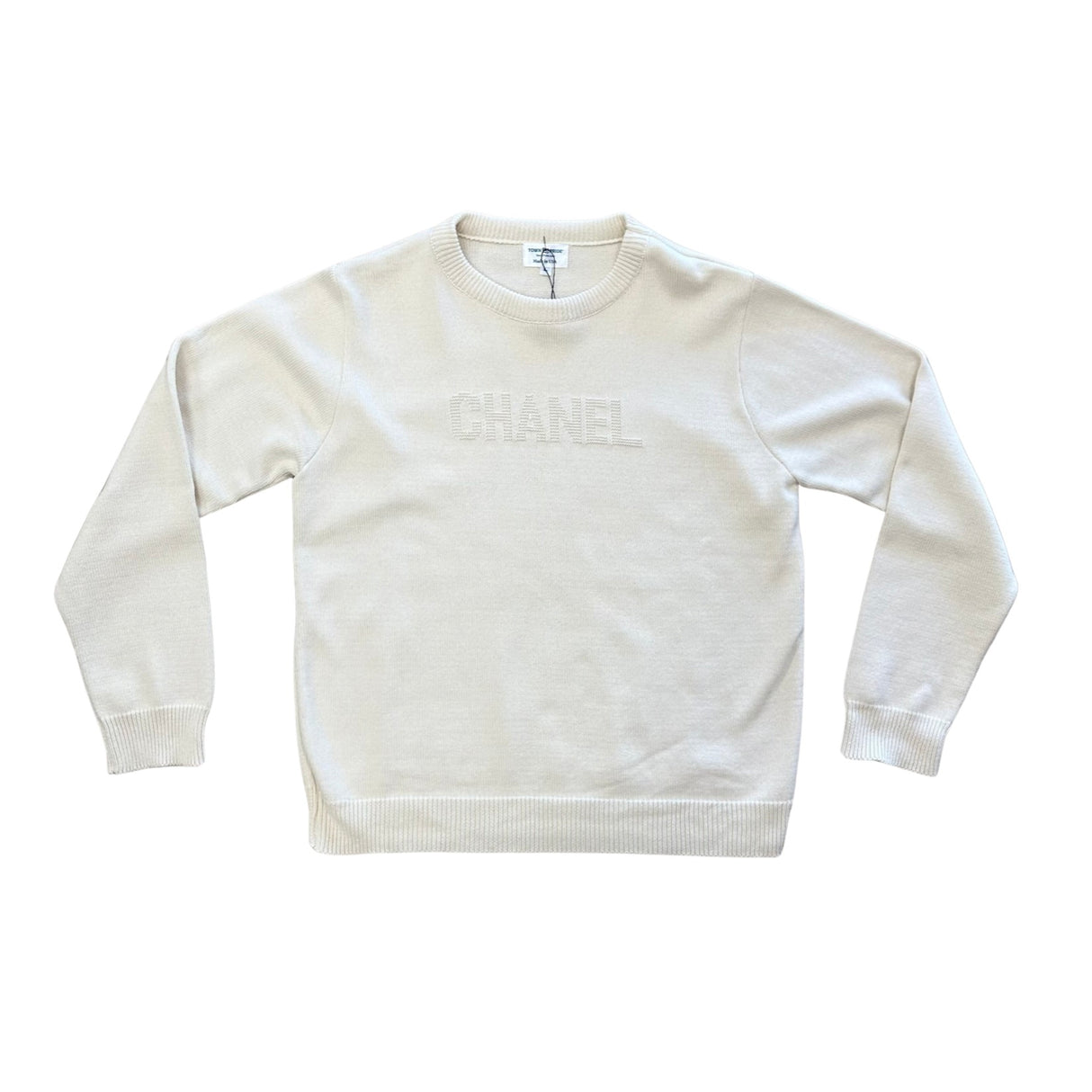 Sweater: Knit Chanel Name Beige