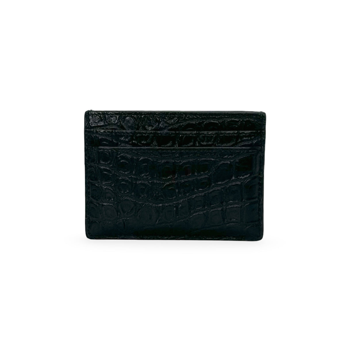 SAINT LAURENT: Croc Embossed Tiny Cassandre Card Case