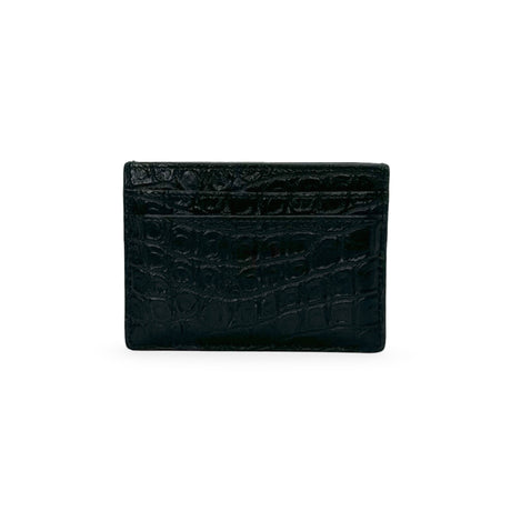 SAINT LAURENT: Croc Embossed Tiny Cassandre Card Case