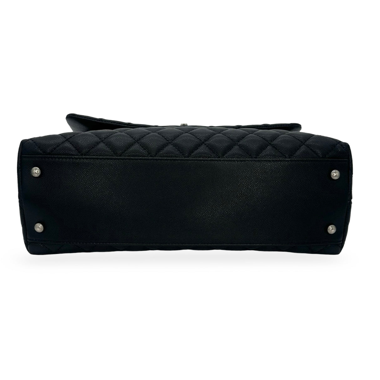 CHANEL: Quilted Caviar Medium Lizard Coco Top Handle Flap Bag