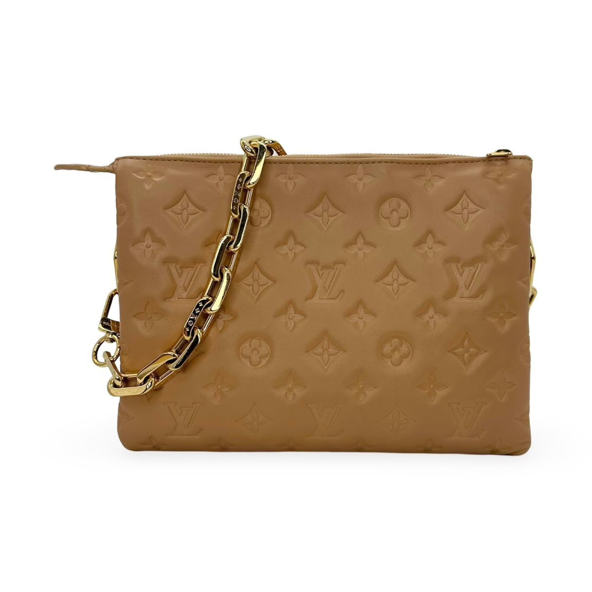 LOUIS VUITTON: Monogram Embossed Lambskin Coussin PM