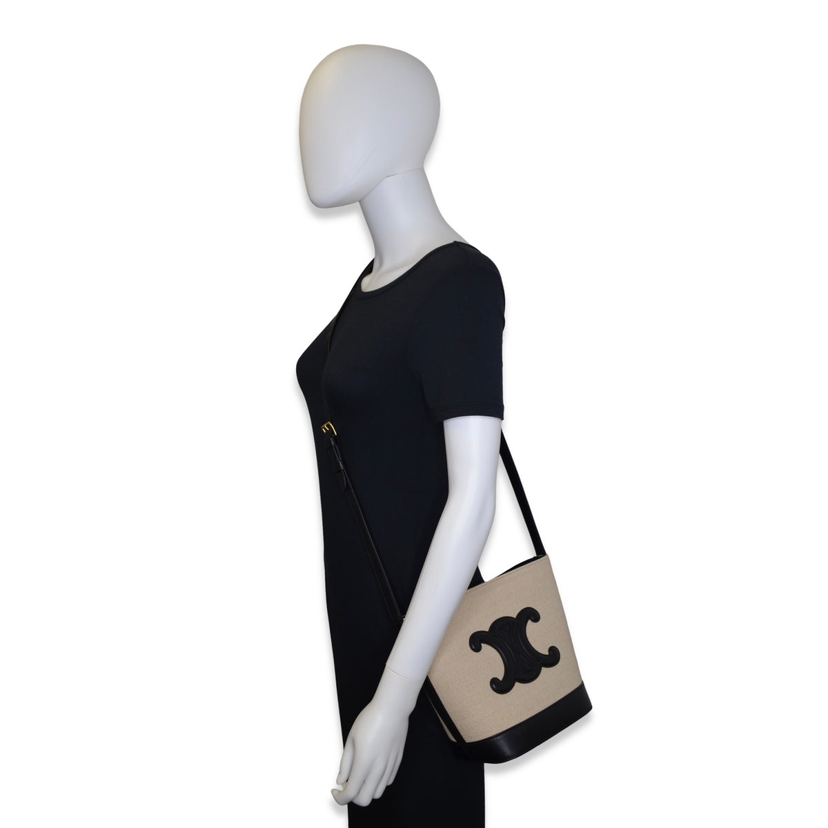 Celine Canvas Triomphe Bucket Bag