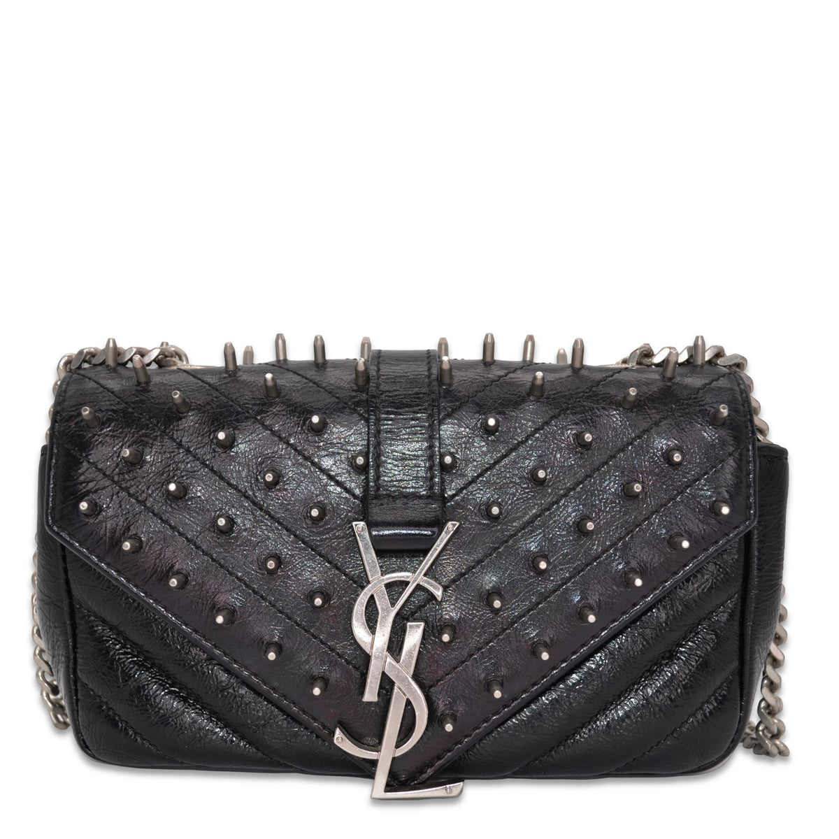 Saint Laurent Quilted Calfskin Mini Lou Studded Spike