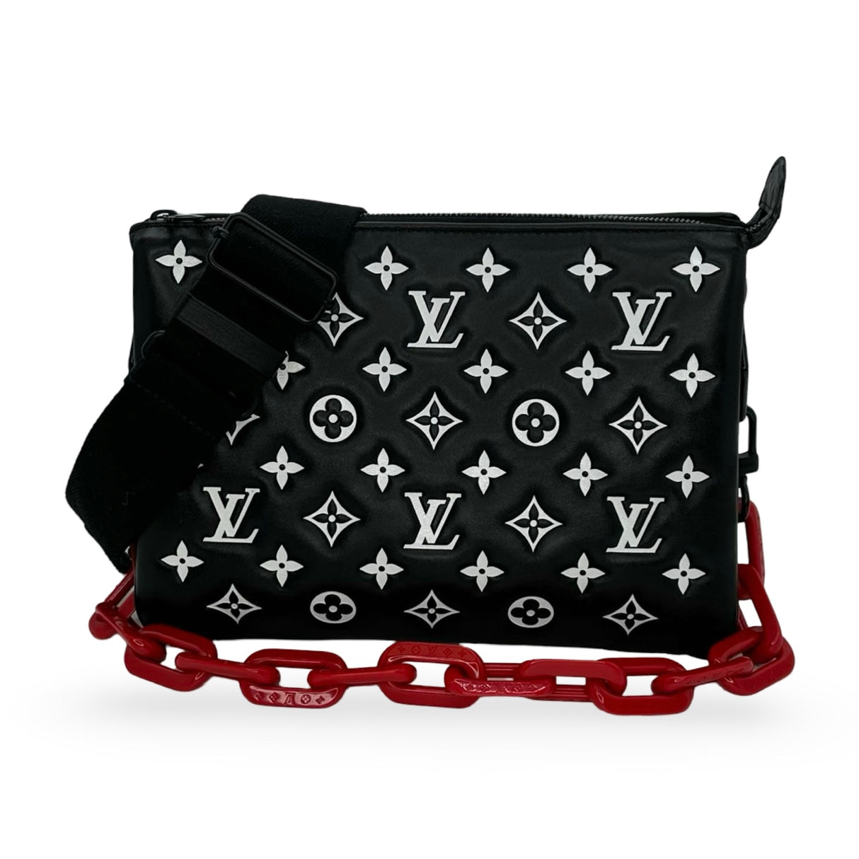 LOUIS VUITTON: Monogram Embossed Lambskin Coussin PM