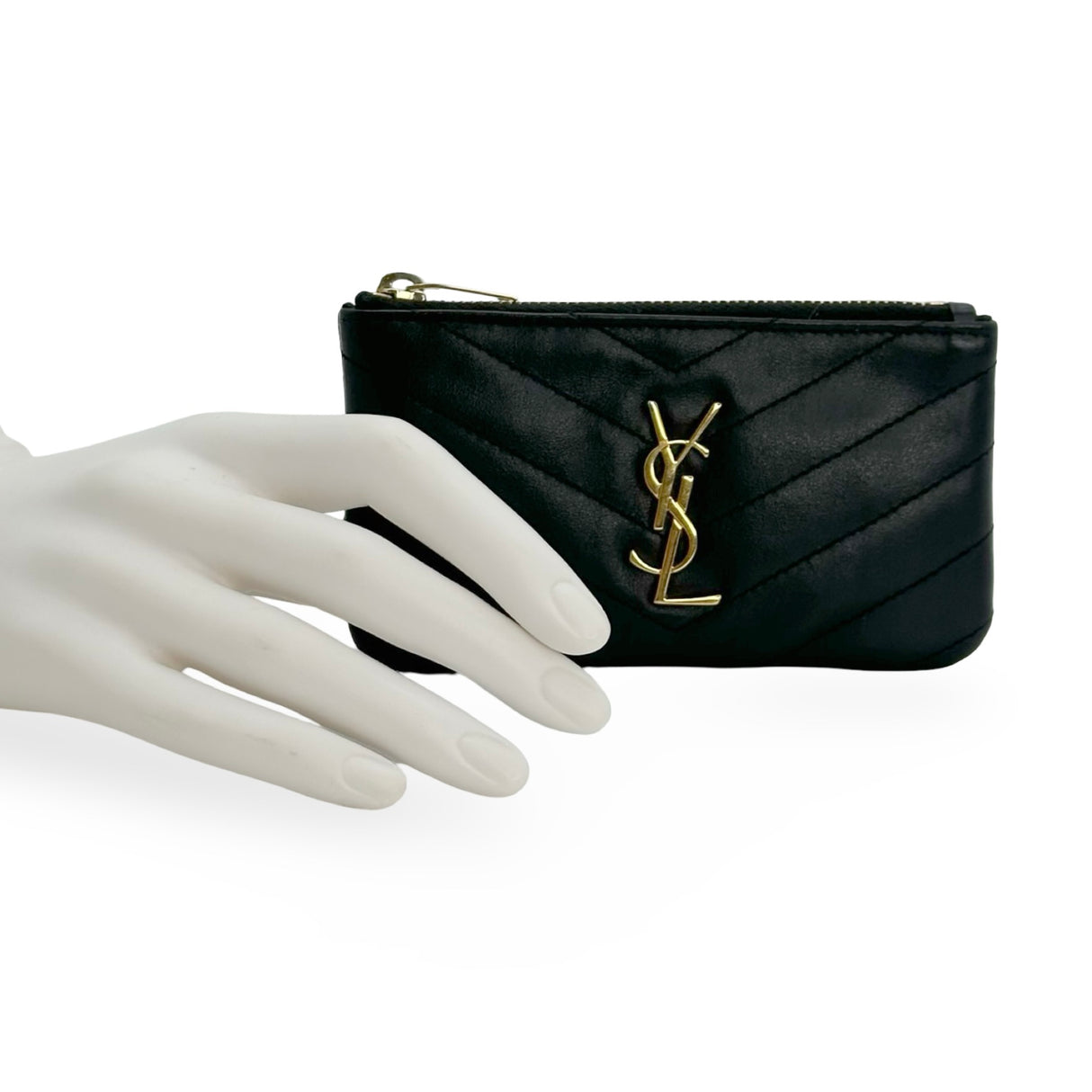 SAINT LAURENT: Calfskin Cassandre Matelasse Key Pouch