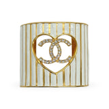 CHANEL: CC Crystal Heart Wide Cuff