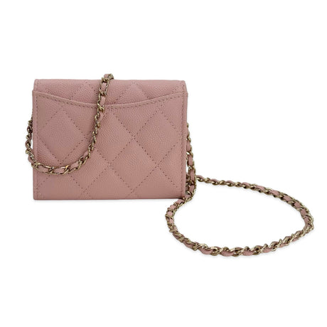 CHANEL: Quilted Caviar Classic Flap Wearable Card Holder Wallet