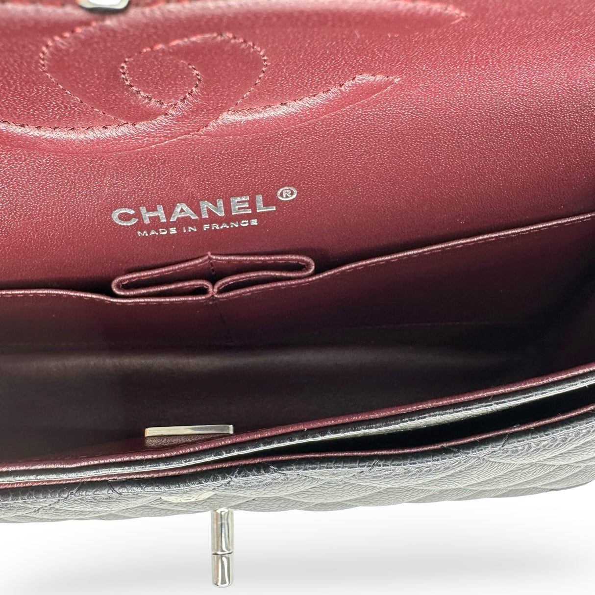 CHANEL: Quilted Caviar Medium Classic Double Flap