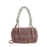 Tweed Pearl Handle Flap Bag
