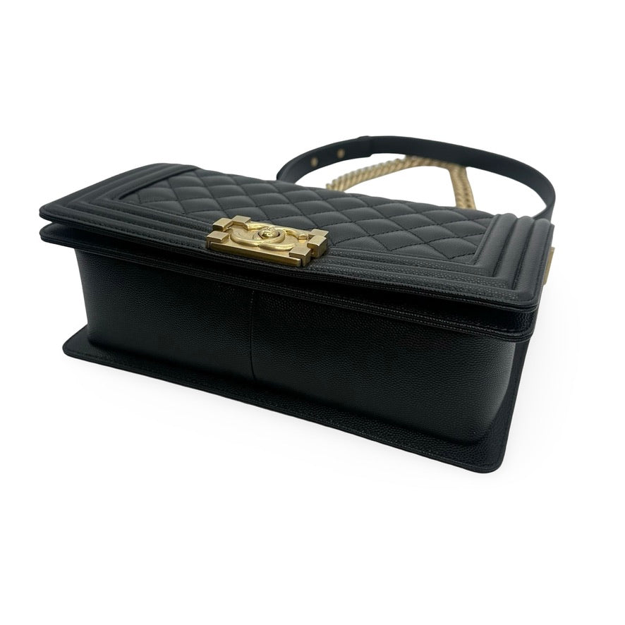 CHANEL: Quilted Caviar Old Medium Boy Bag