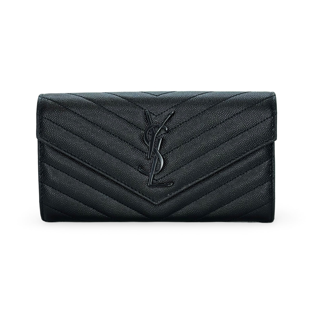 SAINT LAURENT: Grain de Poudre Cassandre Large Flap Wallet