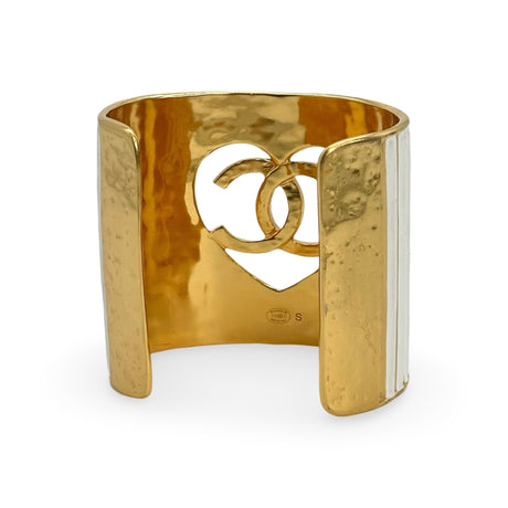 CHANEL: CC Crystal Heart Wide Cuff