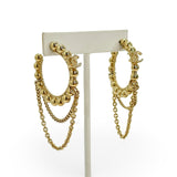 CHANEL: CC Crystal Chain Drop Hoop Earrings